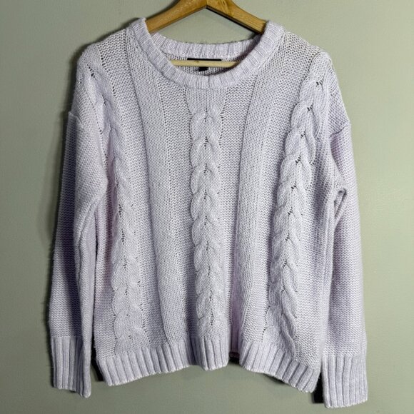 Banana Republic Chunky Cable Knit Sweater Pullover Women's Small Lilac Academia - Picture 4 of 11